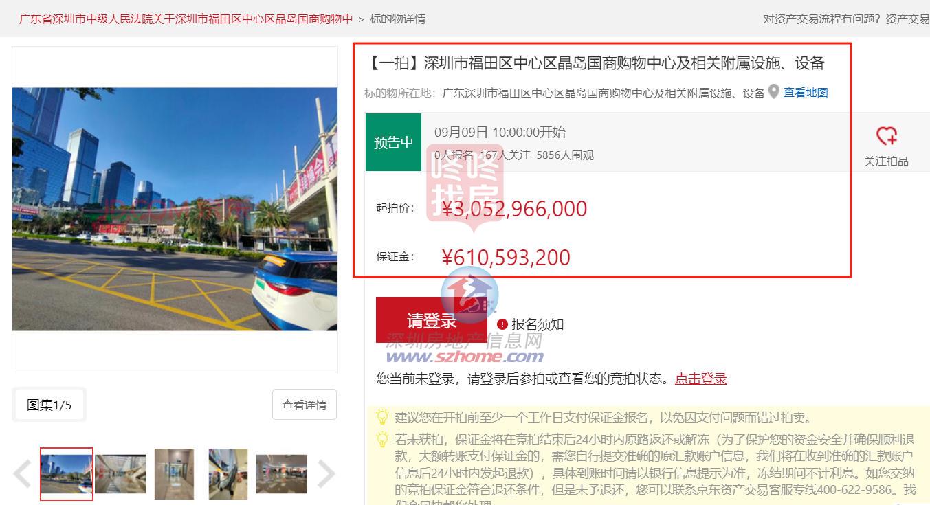 福田中心皇庭广场要拍卖了3053亿起拍！曾多次自救未成功(图1)